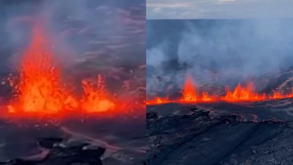 Video of the Kilauea volcano erupting in Hawaii