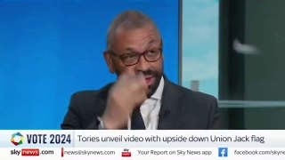 James Cleverly red-faced after Tory election video faces upside-down union flag
