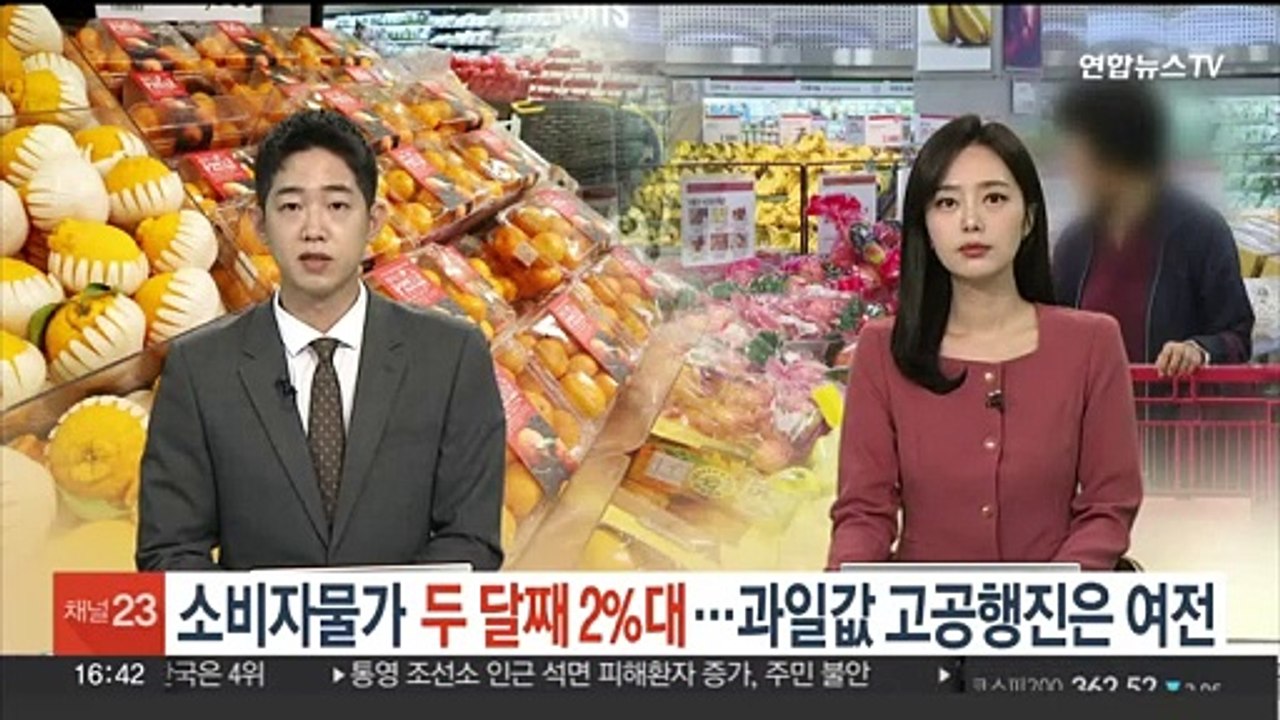 소비자물가 두 달째 2%대…과일값 고공행진은 여전