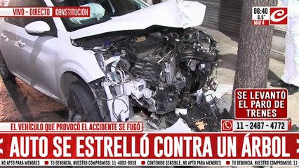 Quiso evitar un choque y terminó estrellando su auto contra un árbol