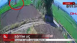 Kayseri'de eğitim uçağının düşme anı