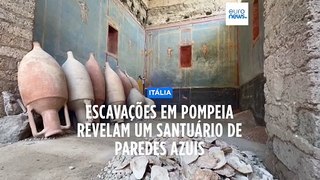 Novas escavações em Pompeia revelam santuário invulgar com paredes azuis