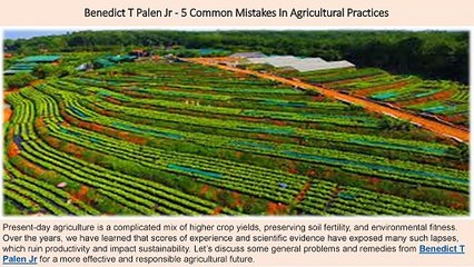 Colorado Man Benedict T Palen Jr - 5 Common Mistakes In Agricultural Practices