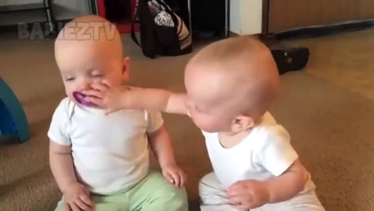Funniest TWIN Baby Girls Fighting Over Pacifier