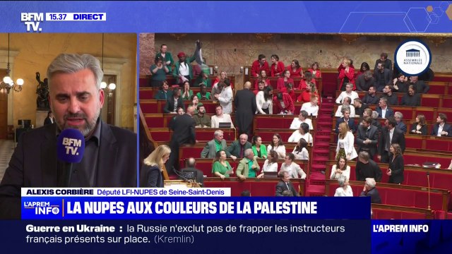 Députés habillés aux couleurs de la Palestine: Nous voulions réaffirmer que la France doit reconnaître l'État palestinien , déclare Alexis Corbière (LFI-Nupes)