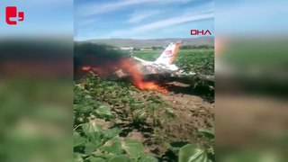 Kayseri'de uçağın düşme anını güvenlik kamerası görüntüledi