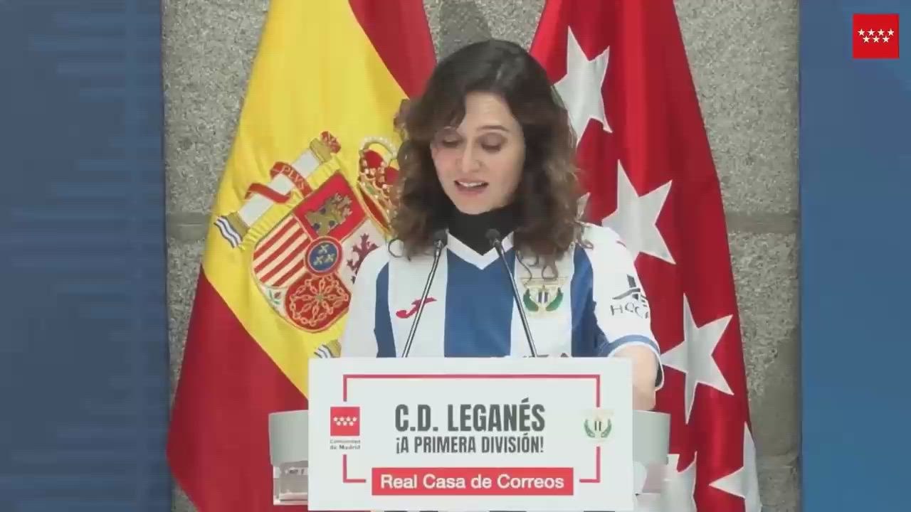 El lapsus de Ayuso tras el ascenso del Leganes