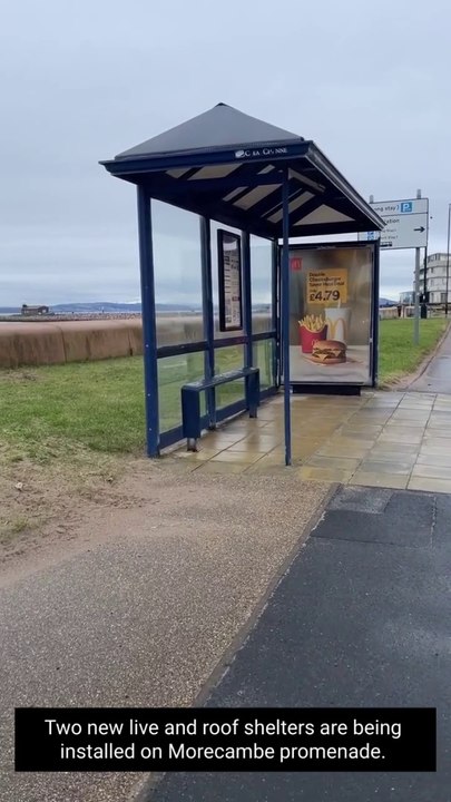 Bee bus stop being installed at Morecambe Battery