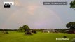 Electrifying shot of Texas double rainbow struck by lightning