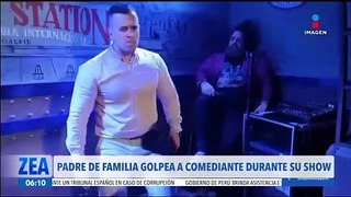 Padre de familia golpea al comico Jaime Caravaca en pleno show