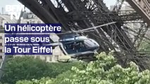 Paris: un hélicoptère passe sous les pieds de la Tour Eiffel