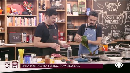 Bife à portuguesa com arroz com brócolis | Band Receitas