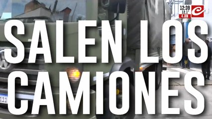 Así salen los camiones para repartir la mercadería