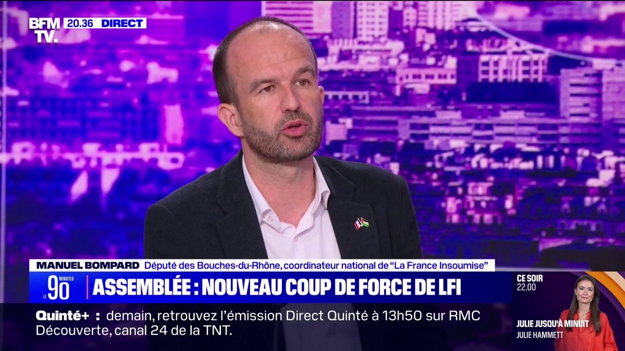 Vêtements aux couleurs de la Palestine à l'Assemblée: "Il ne faut pas lâcher l'affaire sur ce sujet, il faut continuer à leur mettre la pression", affirme Manuel Bompard (LFI)