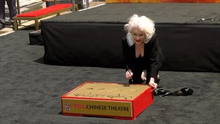 Cyndi Lauper immortalized in cement at the world-famous TCL Chinese Theatre in Los Angeles
