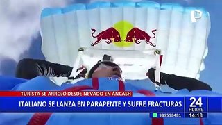 Áncash: turista italiano sufre accidente tras lanzarse en parapente en nevado Mateo