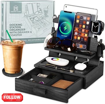 Black Wood Phone Docking Station for up to 3 Phones# Best Gadgets in Amazon # If you want to buy, link in description
