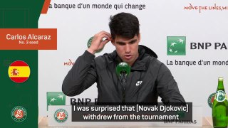 Alcaraz surprised by Djokovic's withdrawal from French Open