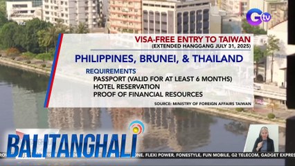 Visa-free entry sa Taiwan para sa mga Pilipino, extented hanggang july 31, 2025 | Balitanghali