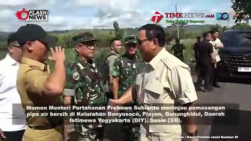 Menhan Prabowo Tinjau Pemasangan Bantuan Pipa Air Bersih di Gunungkidul