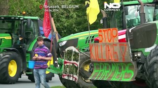 ألف مزارع يتظاهرون في بروكسل قبل أيام من الانتخابات الأوروبية