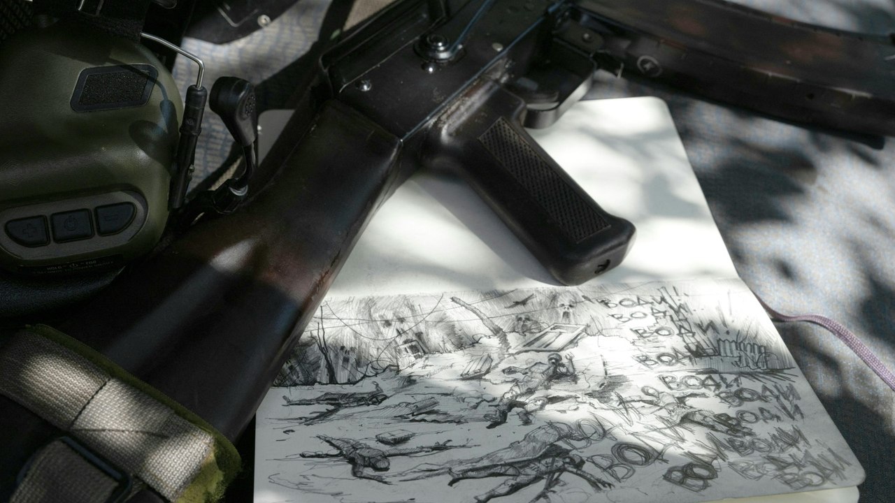 Ukrainischer Drohnenpilot zeichnet gegen das Kriegs-Trauma