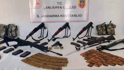 Şanlıurfa’da jandarma tarafından düzenlenen operasyonda duvarların arasında ve samanların altında 8 silah bulundu
