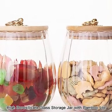 Pumpkin Design Empty Glass Storage Jars with Bamboo Lid | Harfaah Plastics UAE