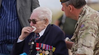 D-Day veteran weeps as he returns to Normandy beach where he landed 80 years ago