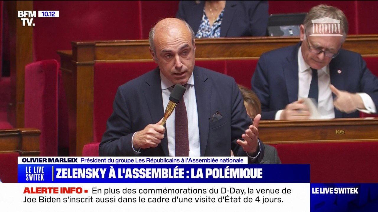 Volodymyr Zelensky à l'Assemblée nationale: Olivier Marleix (LR) juge l'invitation "déplacée" avant les européennes