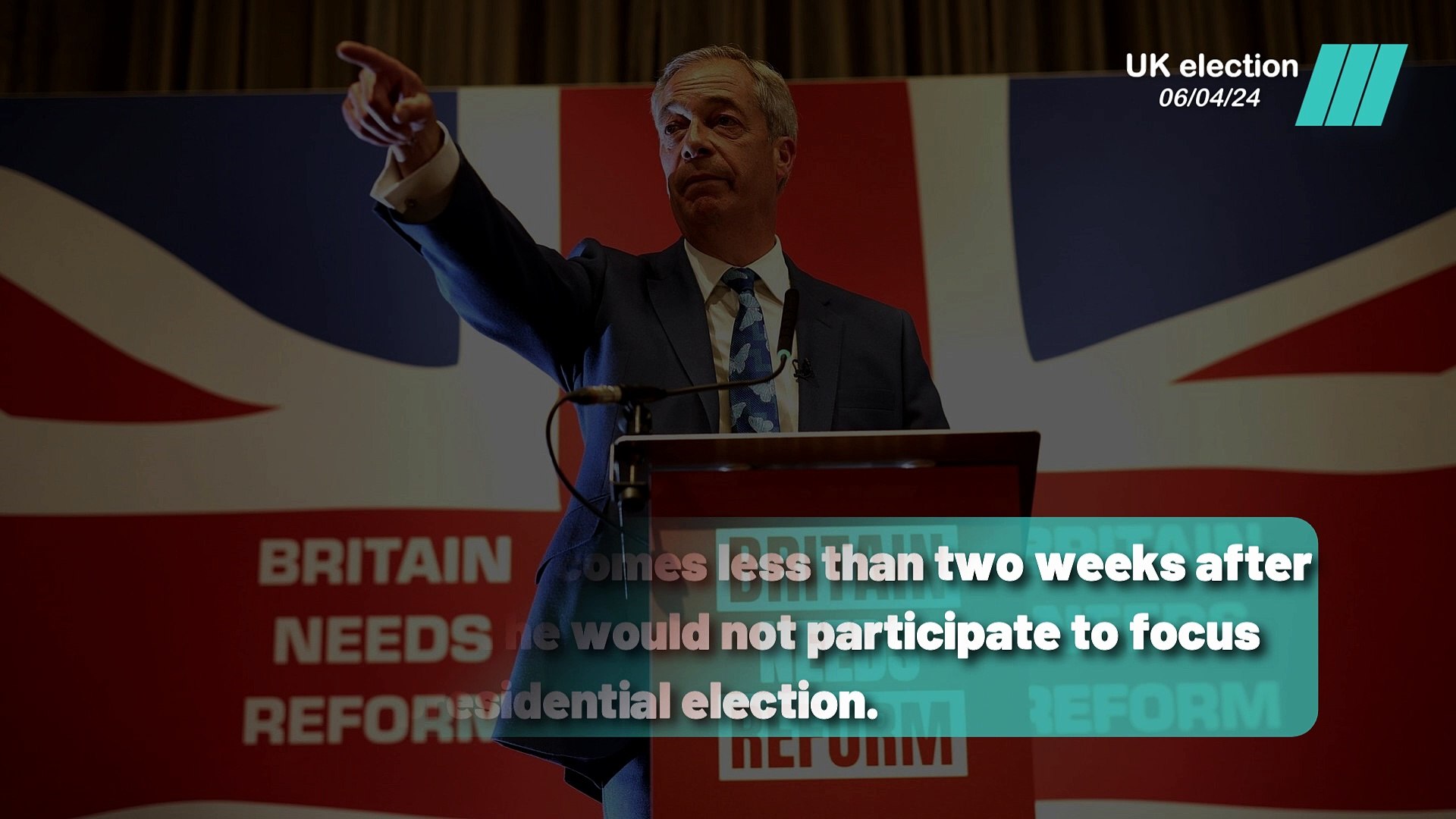 ⁣Reform UK's Leader Nigel Farage Enters UK Election Race