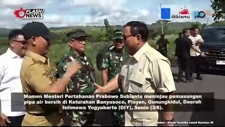 Prabowo Tinjau Pemasangan Pipa Bantuan Air Bersih di Kalurahan Banyusoco, Playen, Gunungkidul, DIY