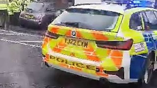 Car crashes into front of fish and chips shop on busy Leeds roundabout