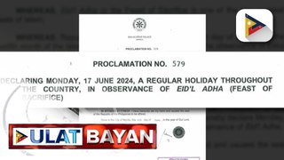 June 17, idineklarang regular holiday ni PBBM para sa paggunita sa Eid'l Adha