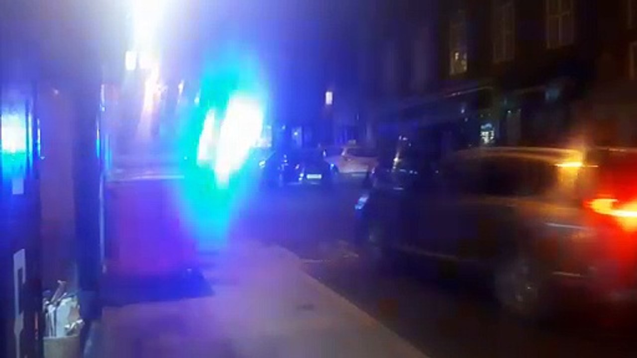 Police lights flash as officers respond to call in Shrewsbury - video ...