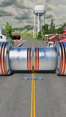 Mix Colour Cement Truck & Mini City Bus vs Bollards crash #shorts #gamespeed