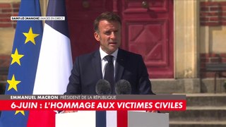 Emmanuel Macron : «Huit décennies plus tard, la Nation doit reconnaître, avec clarté et force, les victimes civiles des bombardements alliés en Normandie et partout sur notre sol»