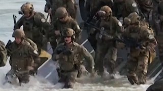 French soldiers reenact D-Day landings