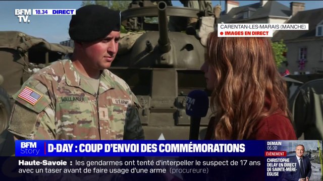 Commémorations du Débarquement: J'ai l'impression de continuer à faire vivre l'héritage de mon grand-père , témoigne un soldat américain à Carentan-les-Marais (Manche)
