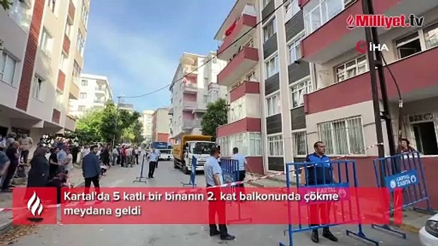 Kartal'da 5 katlı binanın balkonu çöktü: Bina boşaltıldı
