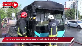 Seyir halinde alev alan halk otobüsü küle döndü; o anlar kamerada