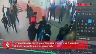 Okulda şiddet! Öğrencinin yakınları okul müdürü ve hizmetliyi zincirle darbetti