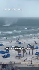 Footage captures waterspout ripping