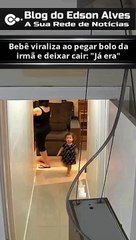 Bebê viraliza ao pegar bolo da irmã e deixar cair: "Já era"