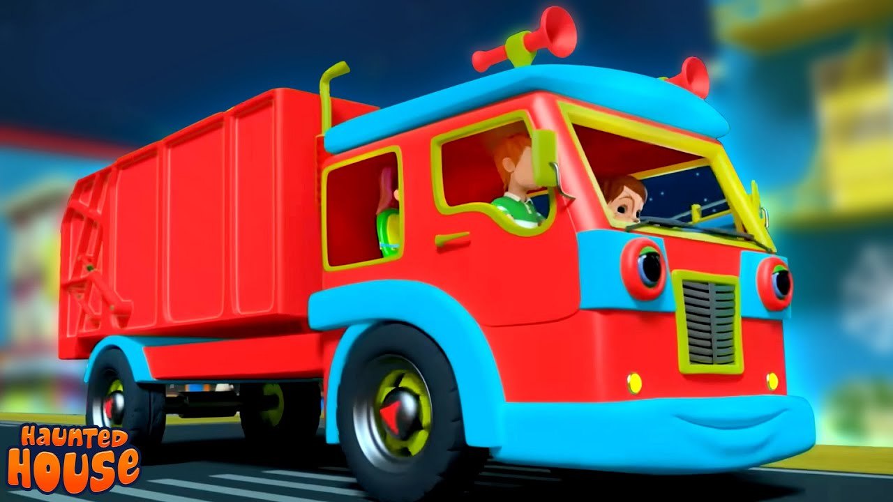 Wheels On The Garbage Truck + More Halloween Vehicles Songs for Kids