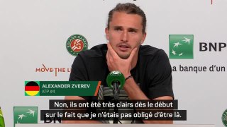 Roland-Garros - Zverev n'a jamais envisagé de se retirer après le procès de Berlin