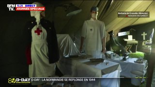 D-Day: visite d'un hôpital de campagne reconstitué, où les soldats blessés étaient soignés