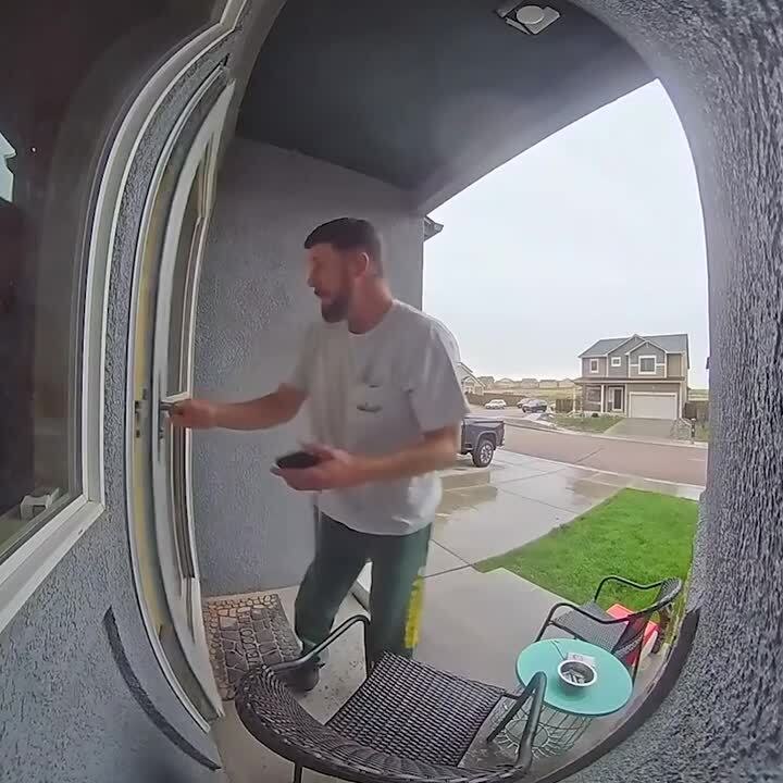 Man Gets Scared by Thunder and Lightning in Colorado, USA