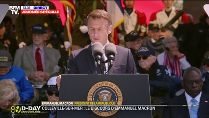 "Vous aviez des rêves, des projets, un avenir et vous avez tout quitté": Emmanuel Macron salue les vétérans lors de la cérémonie des 80 ans du Débarquement