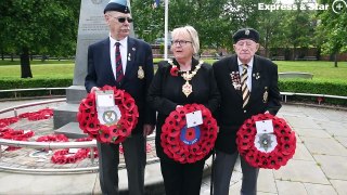 Mayor of Dudley Cllr Hilary Bills lays a wreath to commemorate D-Day.